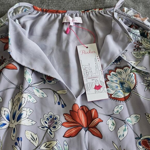 Parker ruffled detailing cold shoulder long sleeve floral blouse Size S - Picture 10 of 16